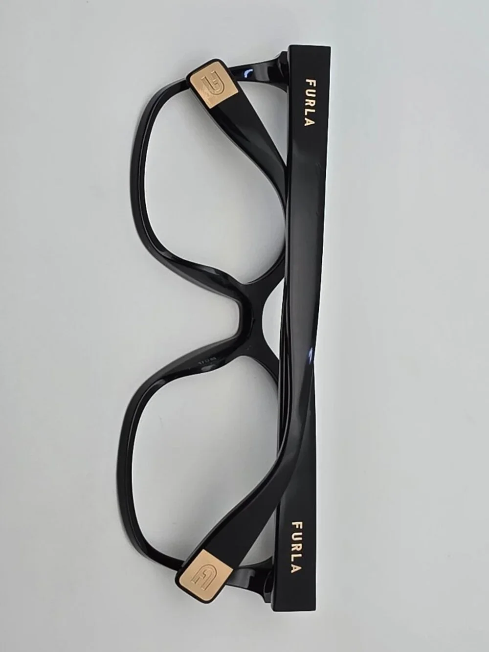 Furla VFU665K Col.0700 Shiny Black Gold Cat Eye Eyeglasses Frame 55-17-135